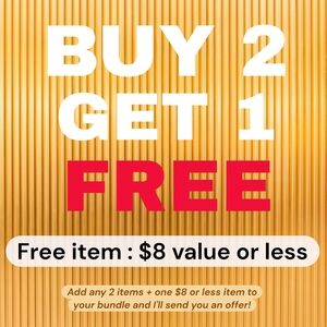 PROMO BUY 2 GET 1 FREE : ANY 2 ITEMS + 1 ITEM $8 OR LESS